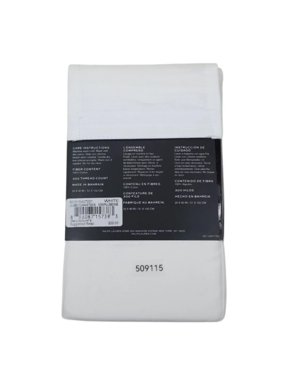 Lauren Ralph Lauren Dunham Sateen King Pillowcases White 300 Thread Count Cotton